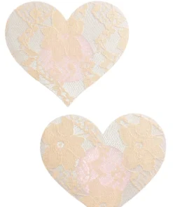 GE Apparel Beige Sheer Lace Heart Pasties