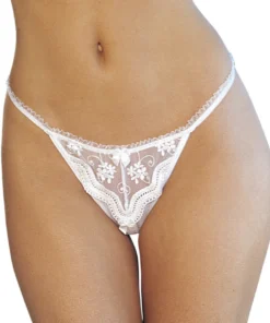 Shirley Of Hollywood Plus Size Lingerie Plus Size White Scalloped Embroidery Open Front Thong