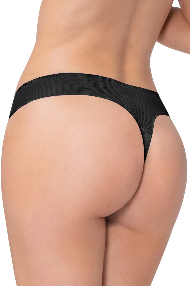 Seven Til Midnight Black Shadow Stripe Thong Panty 2 Seven Til Midnight Black Shadow Stripe Thong Panty