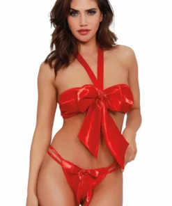 Dreamgirl Red Satin Bow Bralette Set