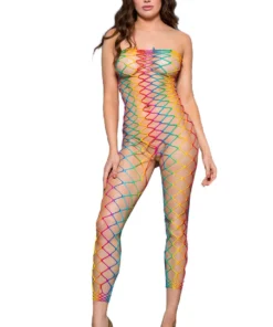 Music Legs Strapless Rainbow Net Bodystocking
