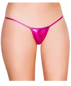 Roma Costume Panties Metallic Pink 'Y' Back Micro Thong Bikini Bottom