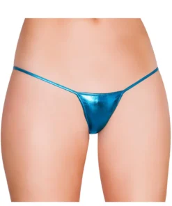 Roma Costume Panties Metallic Turquoise 'Y' Back Micro Thong Bikini Bottom