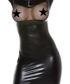 Allure Fishnet & Wet Look Long Sleeve Mini Dress Lingerie 7 Allure Fishnet & Wet Look Long Sleeve Mini Dress Lingerie