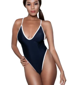 Be Wicked Sexy Swimwear Black And White Plunging Swimsuit