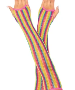 Leg Avenue Rainbow Fishnet Arm Warmers