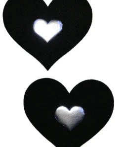 GE Apparel Black And Silver Heart Pasties