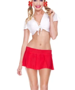 Music Legs Red Pleated Skirt