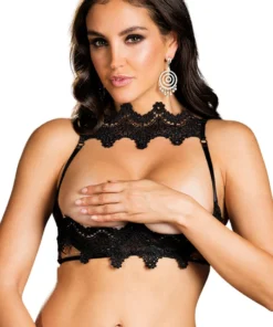 Shirley Of Hollywood Venice Lace Choker Bra With Plastic Cups