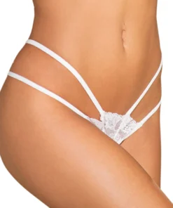 Shirley Of Hollywood Panties White Stretch Lace Thong Panty