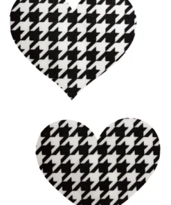 GE Apparel Black And White Houndstooth Heart Nipple Pasties