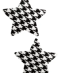 GE Apparel Black And White Houndstooth Star Nipple Pasties