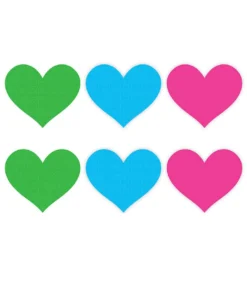 XGEN Neon Heart 3PK - Green Blue Pink Nipple Pasties