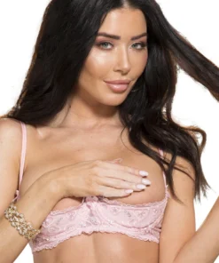 Shirley Of Hollywood Lingerie Pink Sequin Embroidered Shelf Bra