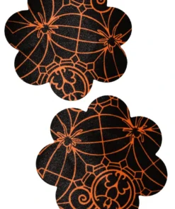 GE Apparel Black And Orange Spider Petal Nipple Pasties