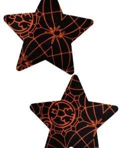 GE Apparel Black & Orange Spider Star Nipple Pasties