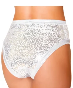 Roma Costume Silver Sequin High Waist Shorts Bottoms