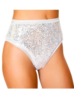 Roma Costume Silver Sequin High Waist Shorts Bottoms