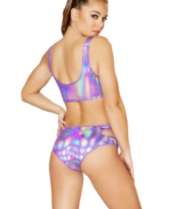 Roma Costume Lingerie Bodysuits Purple Shimmer Cutout Bodysuit