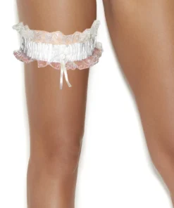 Elegant Moments Accessories White Satin White Lace Leg Garter