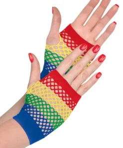 AMSCAN Gloves And Arm Warmers Color Wheel Fishnet Glovelettes