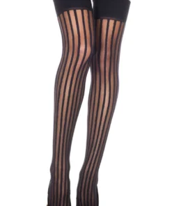 Music Legs Sheer Stripe Thigh High Stockings