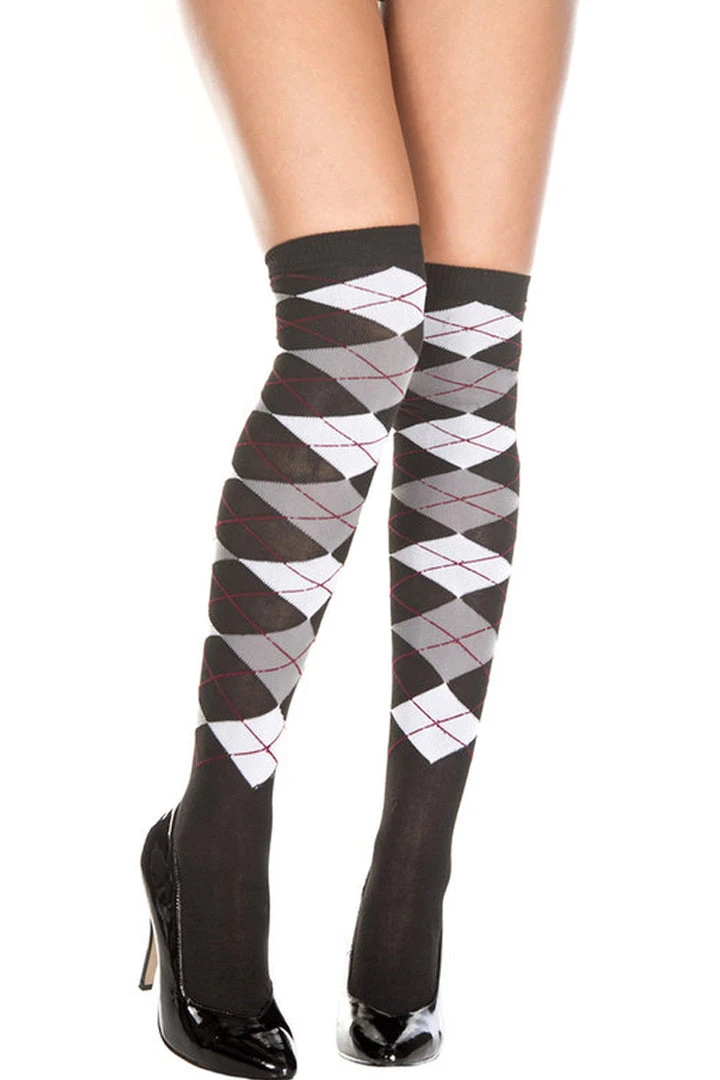 Music Legs Hosiery Black And Grey Argyle Socks 1 Music Legs Hosiery Black And Grey Argyle Socks