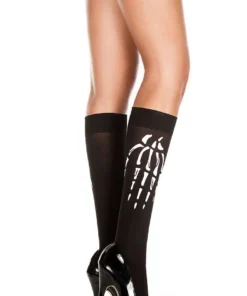 Music Legs Skeleton Print Spandex Knee High Hosiery