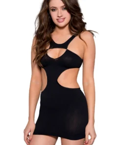 Music Legs Opaque Cutout Bodystocking Dress