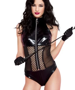 Music Legs Wet Look Fishnet Teddy