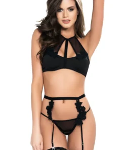 Mapalé Artful Beauty Black Three Piece Garter Set