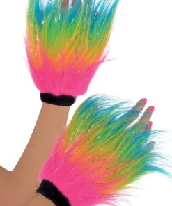 AMSCAN Electric Party Furry Gloves Music Festival Wear