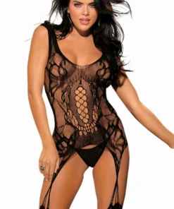 Shirley Of Hollywood Lingerie Floral Suspender Crotchless Body Stocking