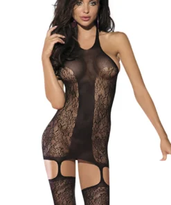 BL Brands Floral Lace Garter Dress Body Stocking