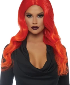 3WISHES Accessories Orange Ombre Long Wavy Wig