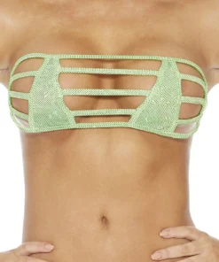 BodyShotz Music Festival Wear Green Strapless Micro Bandeau Top