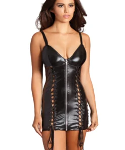 Be Wicked Esme Faux Leather Lace-up Dress Lingerie