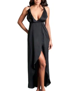 Be Wicked Black Flutter High Slit Maxi Dress Lingerie