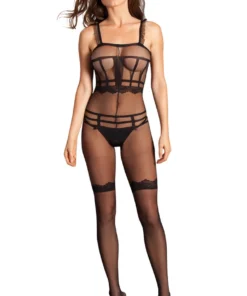 Be Wicked Mock Cage Pattern Crotchless Bodystocking