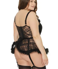 Coquette Plus Size Lace And Marabou Bustier