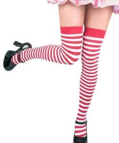 Charades Red And White Striped Stockings Hosiery
