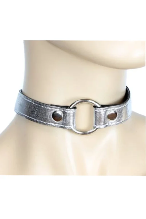 Funk Plus Metallic Silver O Ring Choker 6 Funk Plus Metallic Silver O Ring Choker