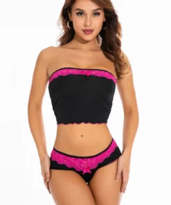 Coquette Lingerie Mesh Tube Top And Shorts