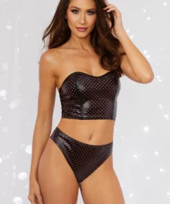 Dreamgirl Faux Leather Heart Bustier Set Lingerie