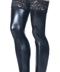 Coquette Lace Up Ribbon Wet Look Thigh High Stockings Lingerie 6 Coquette Lace Up Ribbon Wet Look Thigh High Stockings Lingerie