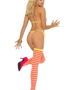 Elegant Moments Pink And Yellow Striped Bra Set Lingerie