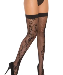Elegant Moments Fishnet Scroll Stockings