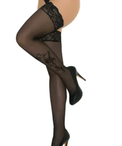 Elegant Moments Hosiery Sheer Stockings With Flowers