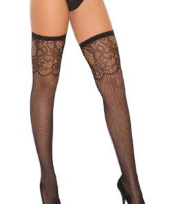 Elegant Moments Hosiery Scroll And Fishnet Stockings