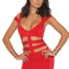 Elegant Moments Red Lycra Cut Out Club Dress Clothing